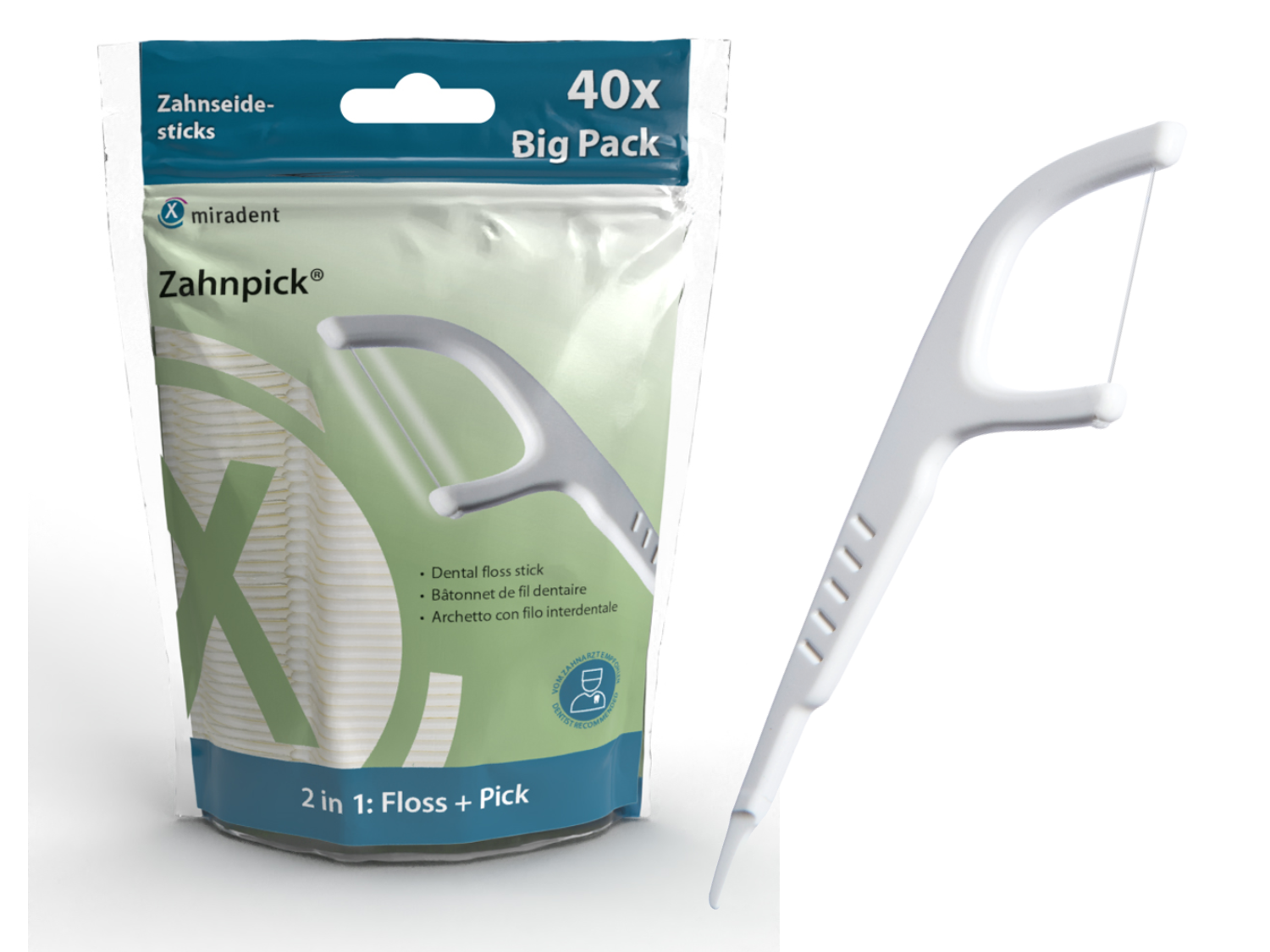 Zahnpick® Big Pack Zahnseide Zahnstocher 40 Stück weiss